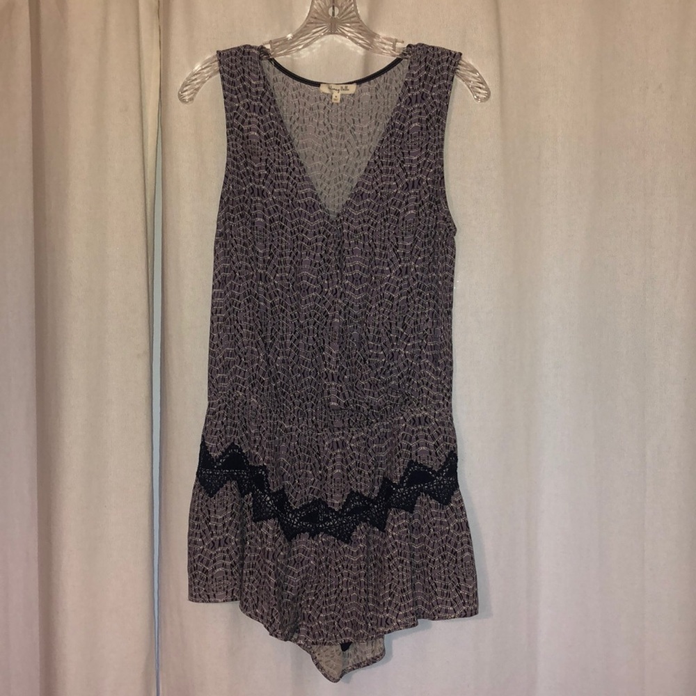 Blue and white printed romper